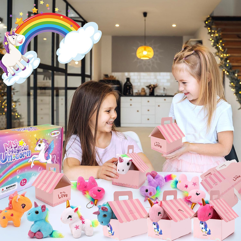 12/24/36Sets Unicorn Party Favors Stuffed Animal Adopt Me Unicorn Plush Keychain Birthday Gifts with