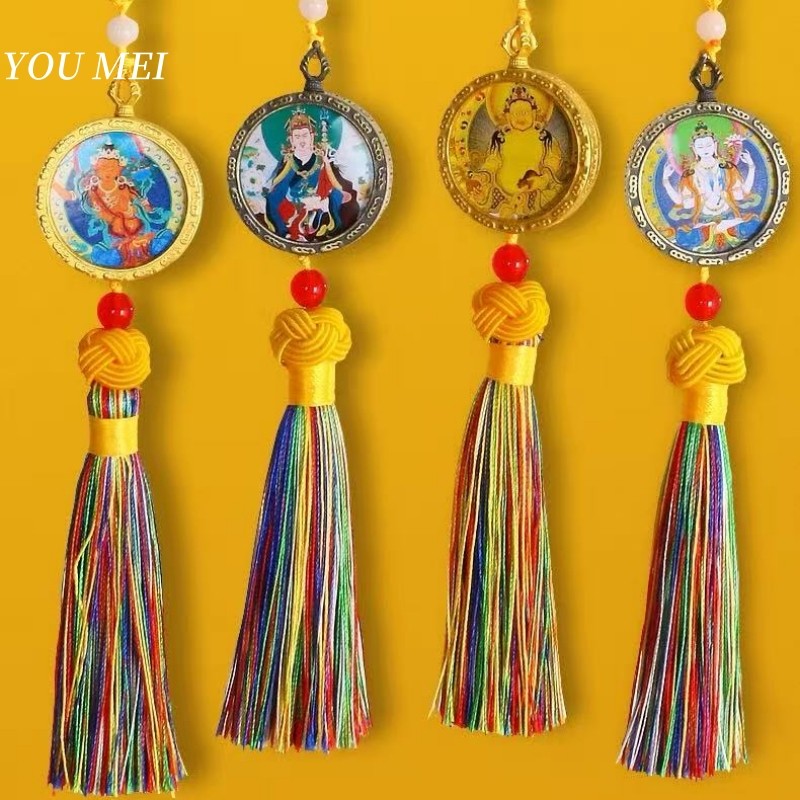 Tibetan Manjushri Bodhisattva Statue Pendant,Car Center Console Ornament Alloy Souvenir Amulet