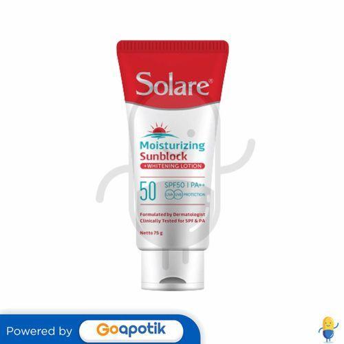 SOLARE SPF 50 MOISTURIZING SUNBLOCK + WHITENING LOTION TUBE 75 GRAM