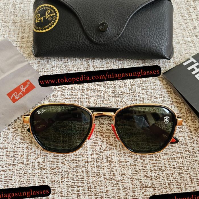 RAYBAN RB3674M SCUDERIA Kacamata Hitam Pria Ukuran 51 Frame Logam Hitam Emas SCUDERIA FERRARI BLACK 