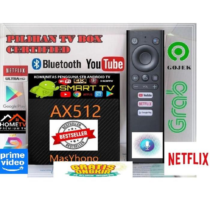 Premium Stb Ax512 Unlock Google Certified & Netflix Certified 4K Android 10 Amlogic S905X Ram 2Gb