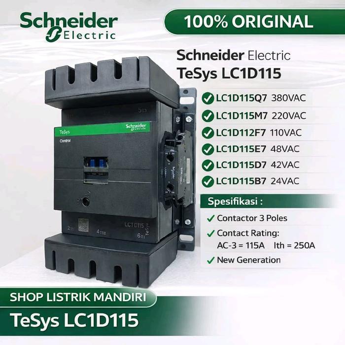 Kontaktor Schneider Lc1D115Q7 380V Lc1D115M7 220V Lc1D115F7 110V Lc1D115E7 48V Lc1D115D7 42V