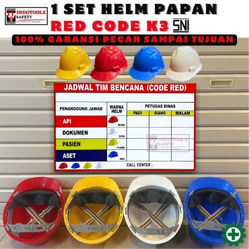 1 SET CODE RED / PAPAN PIKET / PAPAN BENCANA / PAPAN CODE RED + BESERTA 4 BUAH HELM PROYEK STANART