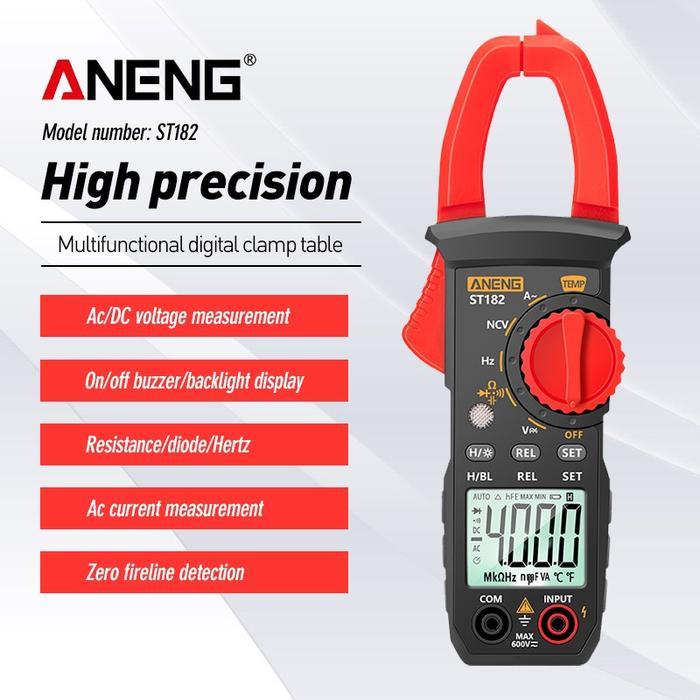 "New" ANENG ST182 Digital Clamp Meter AC DC Voltmeter Amperemeter Multimeter dengan Layar LCD Lampu
