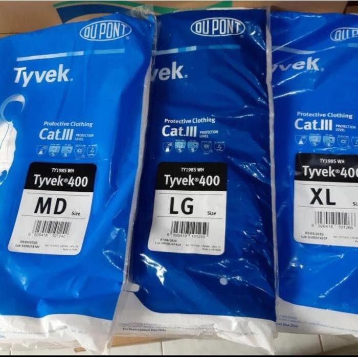 Coverall Sekali Pakai Bahan Tyvek Putih Ukuran L