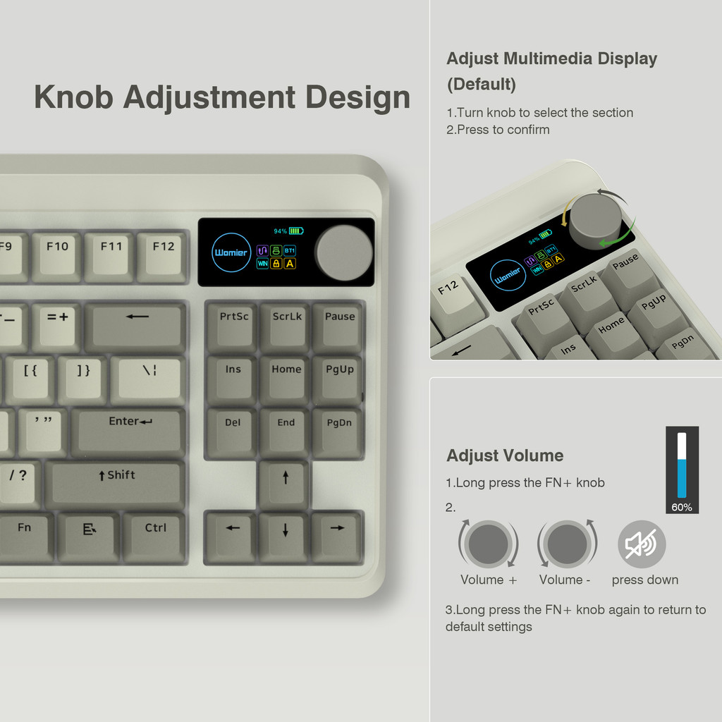 M87 Pro Hot-Swap Mechanical Keyboard Bluetooth/2.4GHz /USB-C Retro Keyboard TKL RGB Tri-Mode OLED