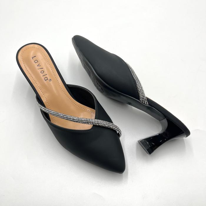 Laviola 4090 WSS Sepatu Pantofel Wanita Hak 6 cm Warna Hitam Ukuran 37 - Sepatu Pantofel Heels Wanit