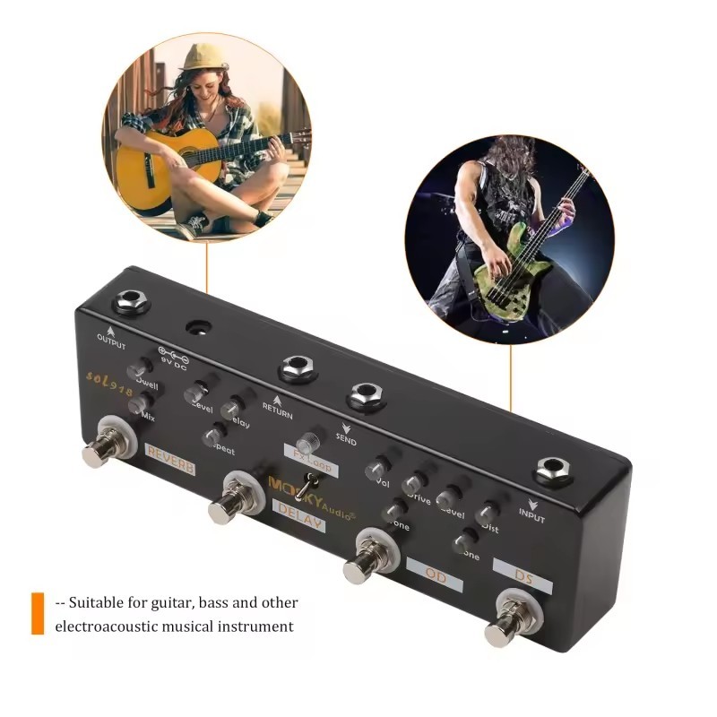 MOSKY Audio SOL918 5-in-1 Multi Effect Pedal Combined Effect Guitar Pedal True Bypass Multi-in-one