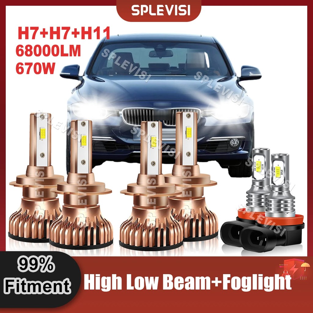 Replace Car Light Bulbs LED High Low Beam H7 H7+H11 Foglight For BMW
