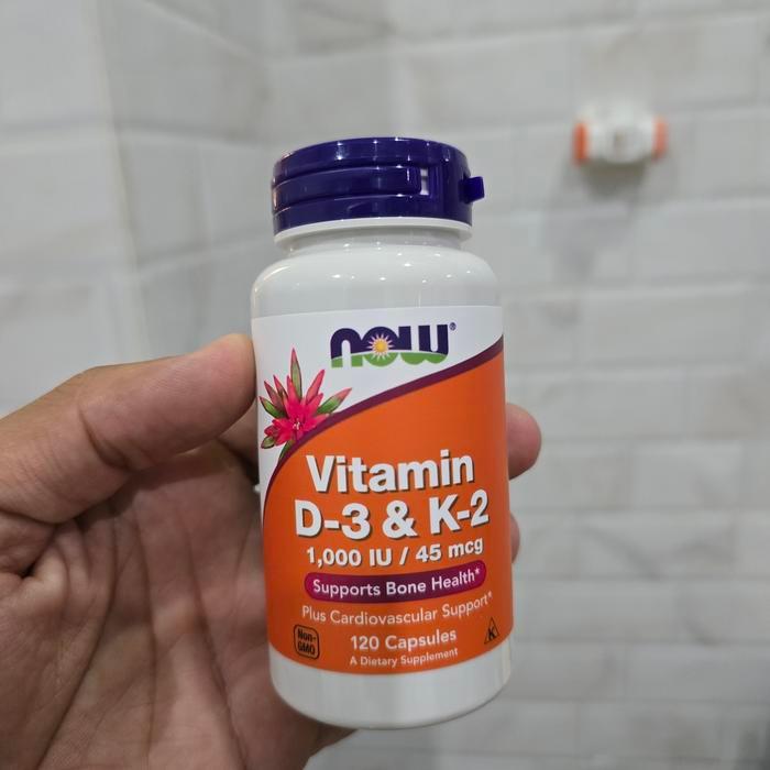 Now foods Vitamin D-3 & K-2 1000IU 1000 IU 120 Veg Capsules D3 dan K2 For Bone tulang