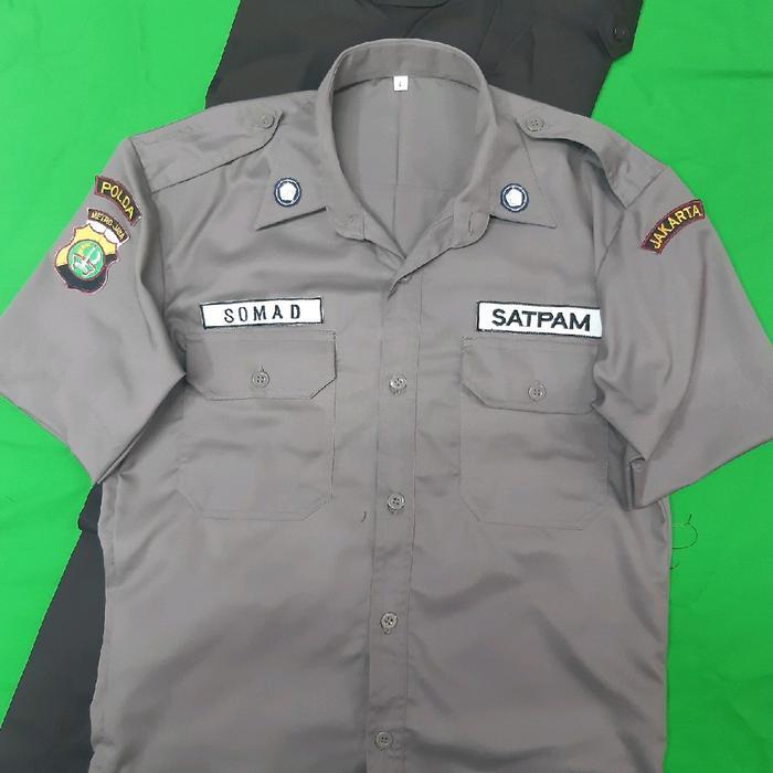 Seragam PDH Coklat Satpam Security Lengkap Bordir Monogram dan Atribut Ukuran M