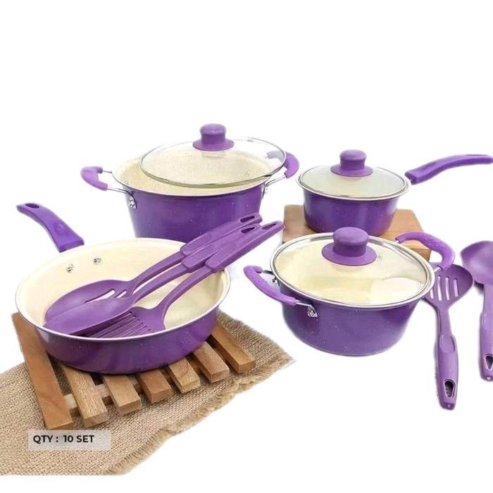 BIG SALE Panci Idola 13 Pcs Cookware Set Warna Hitam Frypan & Spatula Gratis Alat Dapur Praktis