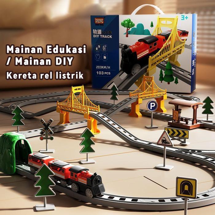 [TATAJOY]Kereta Api Mainan Rel Panjang Mainan DIY Kereta Rel Listrik Kereta Api Rail King Mainan