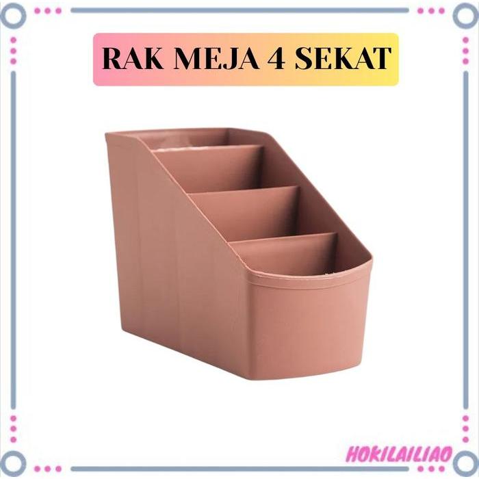 RAK MEJA ATK MINI 4 SEKAT RAK SERBAGUNA RAK ATK PULPEN PENSIL RAK KOSMETIK LIPSTIK MEJA KANTOR KAMAR