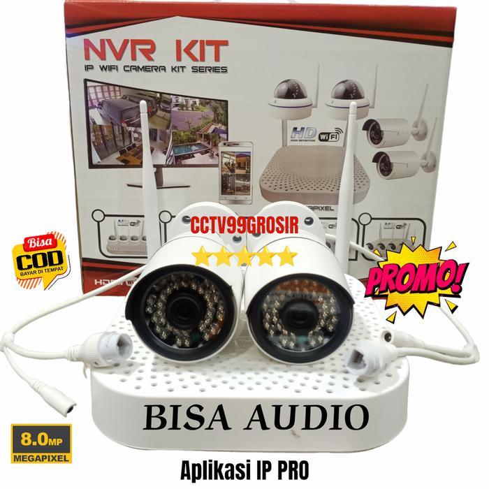 PAKET CCTV NVR KIT 2 CAMERA 8MP 10 CHANNEL WIRELESS BISA AUDIO