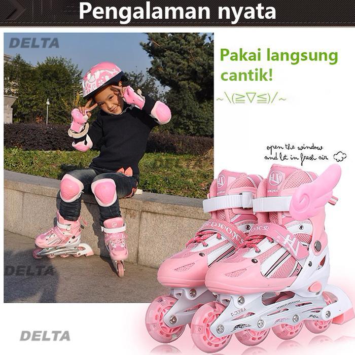 DeltaSepatu Roda Anak Sepatu Roda Full Set Anak Perempuan Sepatu Roda Adjustable Sepatu Roda Pemula
