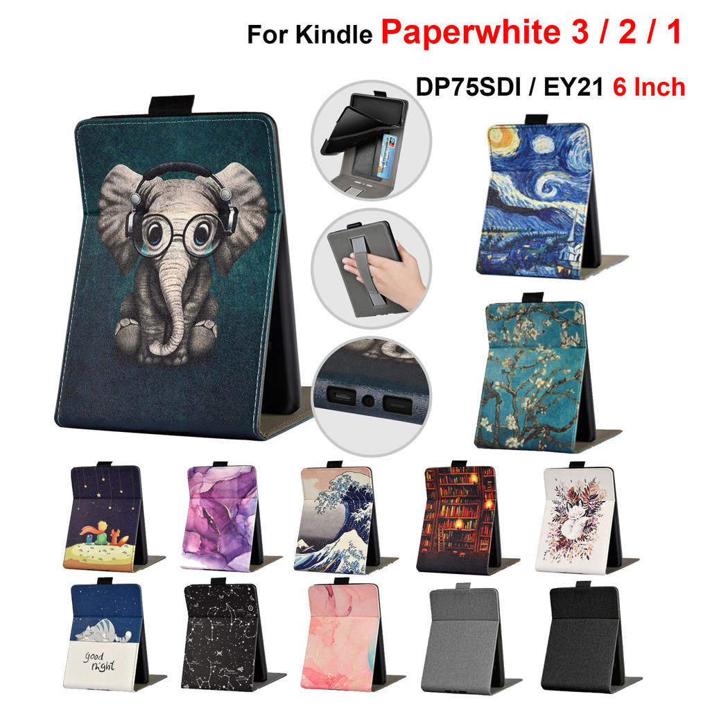 For Kindle Paperwhite 3 2 1 6 Inch DP75SDI EY21 Stand Case with Hand Belt Strap Ebook Funda Auto