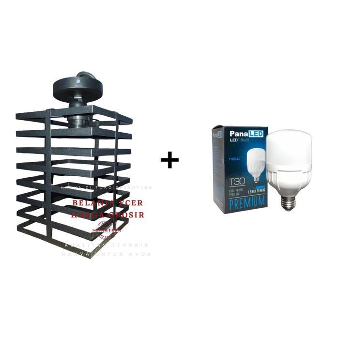(PROMO) LAMPU GANTUNG BAHAN BESI TEMPEL PLAFON/DEKORASI RUMAH TAMBAHAN BOHLAM WARNA PUTIH DEKORASI