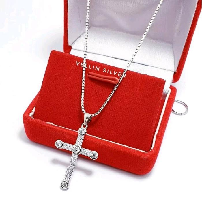 Kalung italy Santa & Liontin Salib Silver 925 / Kalung Liontin Salib Perak Antikarat