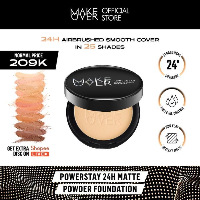 MAKE OVER Powerstay 24H Matte Powder Foundation - Bedak Padat Original