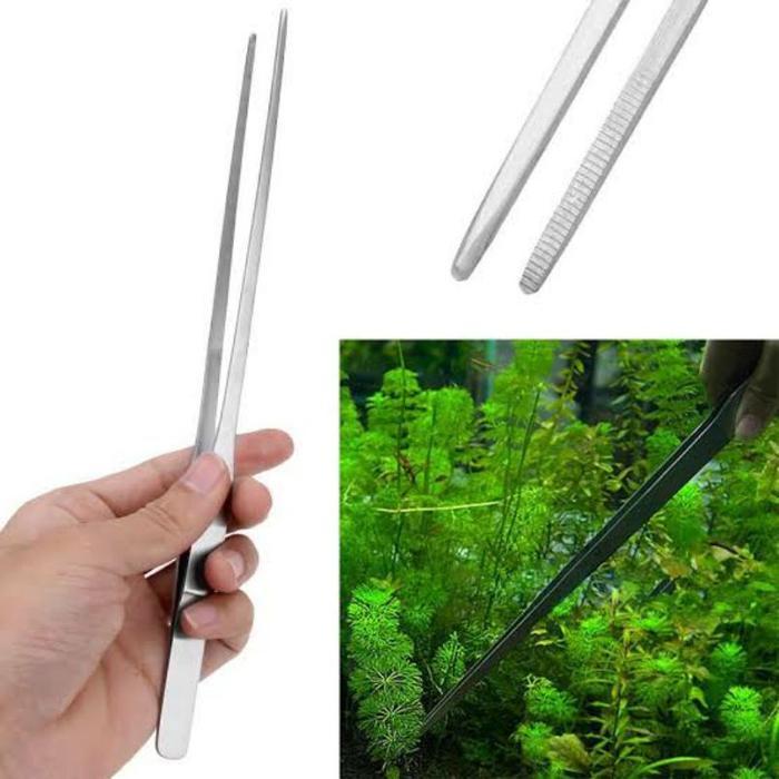 NEW Pinset Panjang 25 CM tweezers Bengkok Lurus Ujung Lancip Aquascape