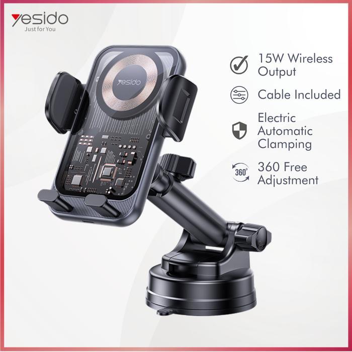 YESIDO Wireless Car Charger Transparent Magnetic Phone Holder 15W