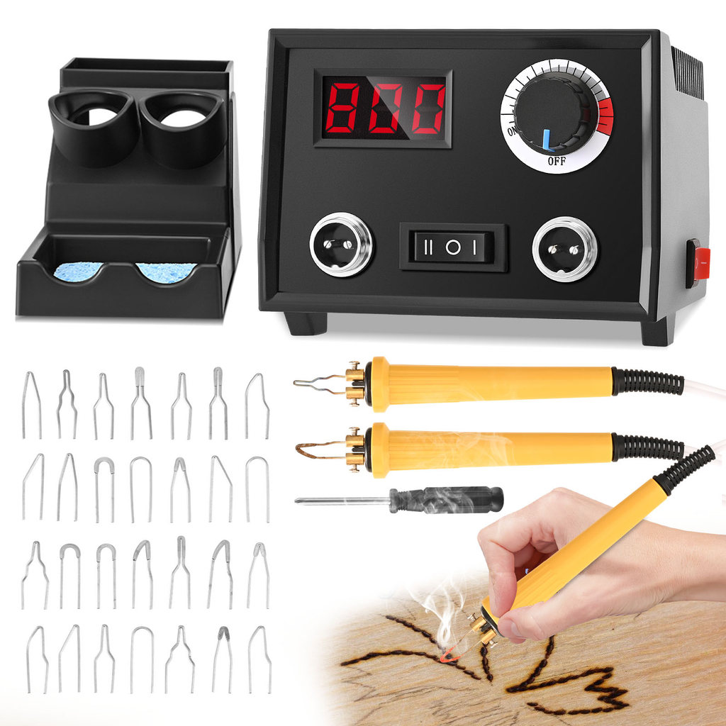Pyrography Machine 60W Wood Burning Pyrography Pen Kit Electric Woodburning Tool with 30 Pyrography