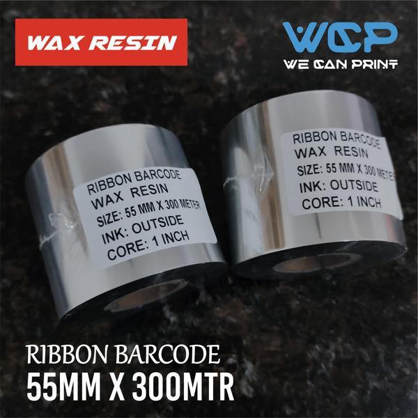 RIBBON WAX RESIN 55X300 METER RIBBON BARCODE 55 MM X 300 METER FACE OUT