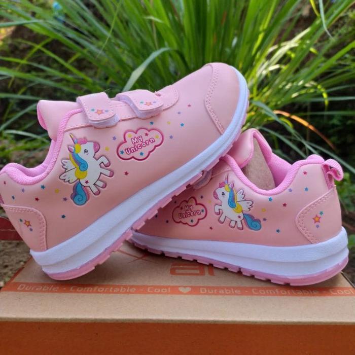 Sepatu Sekolah Anak Perempuan Sneaker Ando Unicorn 29-31 Paud Tk Sd