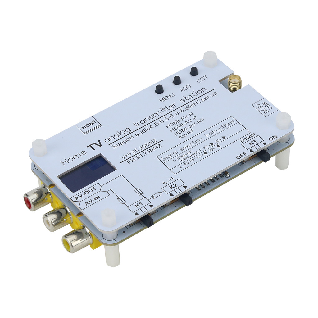HamGeek White Signal Transmitter Home Analog TV Transmitter with OLED Display Supports Global TVs