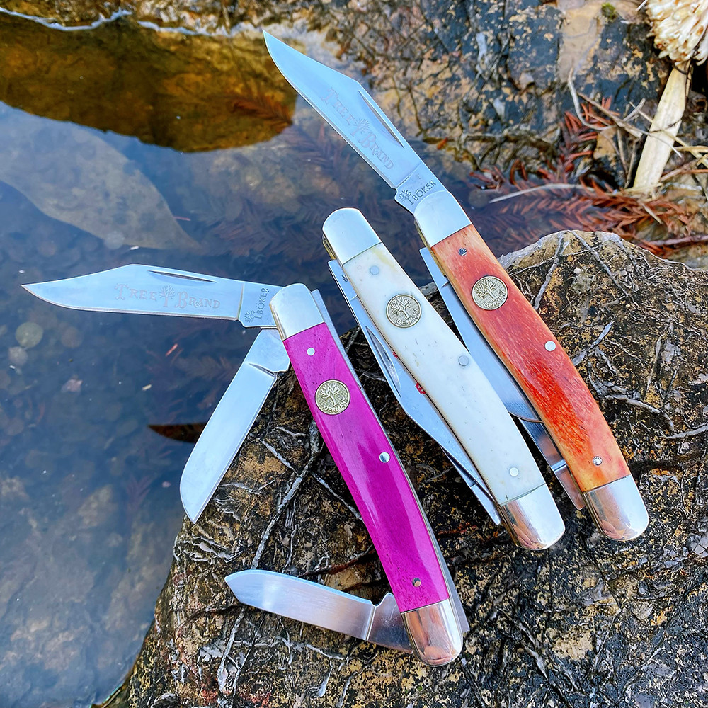 Watchman Trapper Knives Pocket Three Blades Slip Joint Folding Knife Classic Bone Grips Mirror