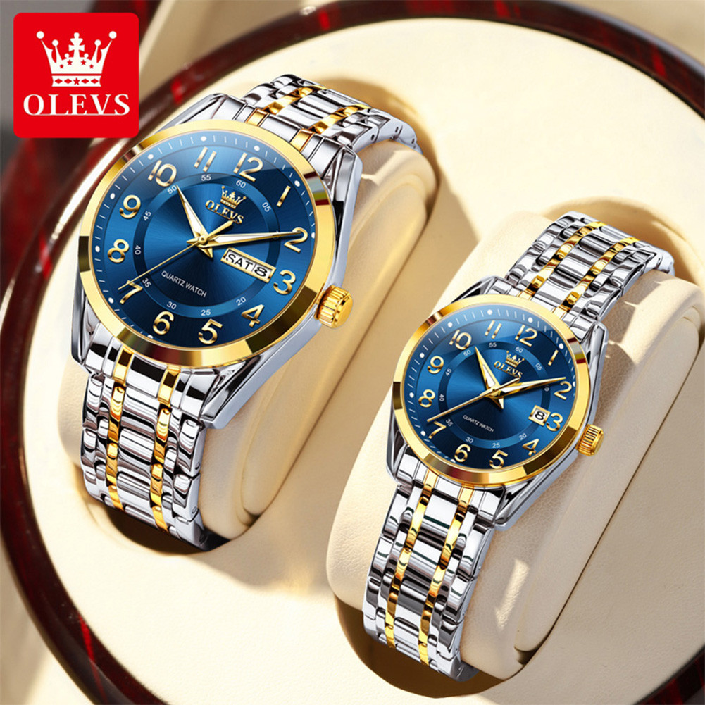 OLEVS 3666 Couple Watch Luxury Brand Quartz Watch Waterproof Watch Lover Gift Night Light Classic