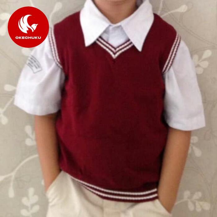 Carvinal Kids Clay Rompi Rajut Anak-Anak Rompi Anak Tk Rompi Rajut Sd Knit Vest Seragam Sekolah