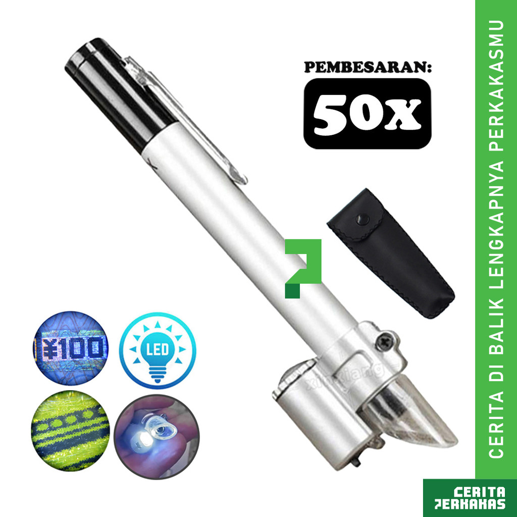 CP Pena Mikroskop LED 50X AL23 / Microscope Portable Lampu Saku Mini / Tekstil Percetakan Kain Perhi