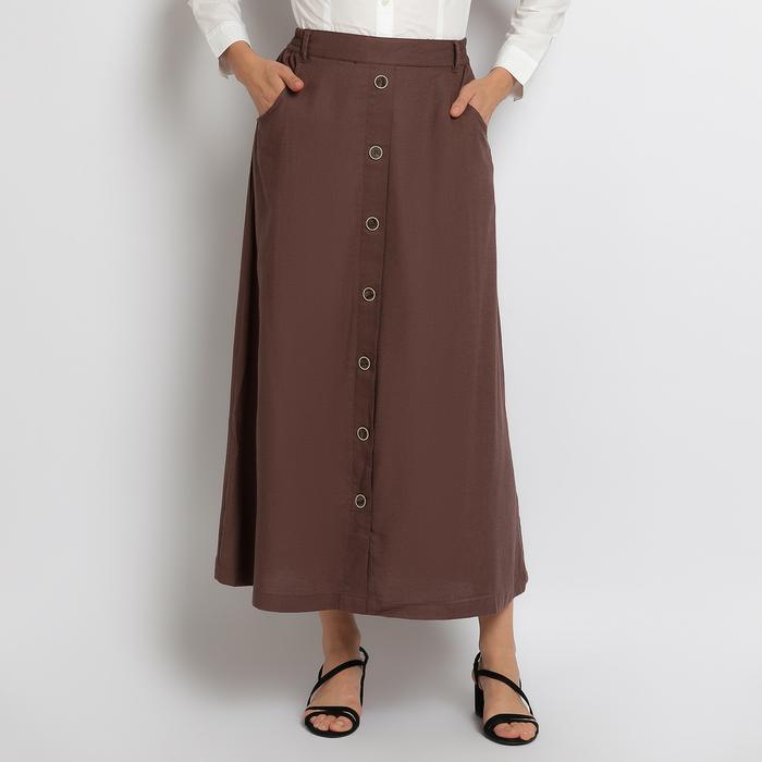 SIAPKIRIM Flamoush Zephir Brown Long Skirt READY STOCK