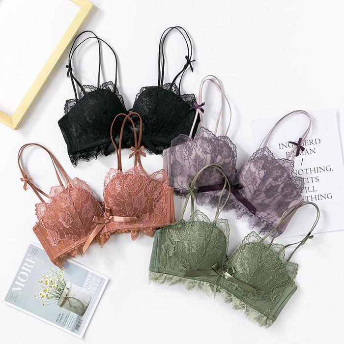 Foiss Bra Push Up Wanita BH Sweety Pakain Dalam Renda Pita Motif Daun 9030