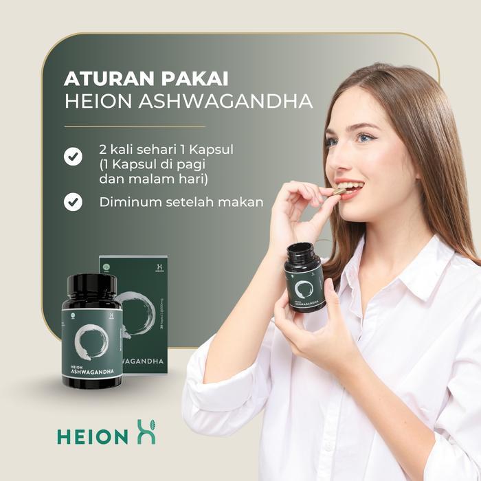 HEION Ashwagandha + 30 Kapsul - SUPLEMENT KESEHATAN MAKANAN ASHWAGANDA EXTRACT ANXIETY STRESS RELIEF