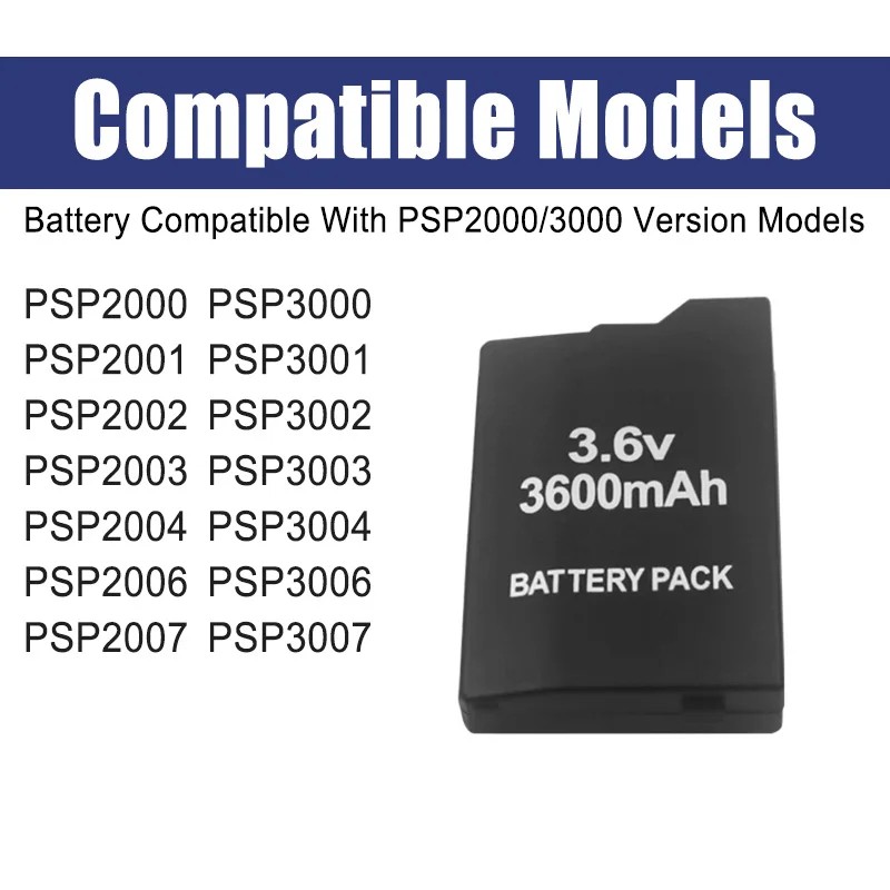 4Pcs Gamepad Battery 3.6V 3600mAh for Sony PSP 2000 PSP 3000 PSP3000 PSP2000PlayStation Portable