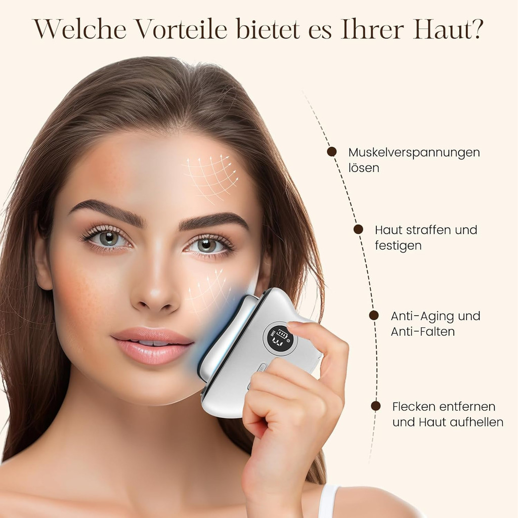 EMS Gua Sha Face Massager - Electric Tool Face Massager with Vibration Heat Microcurrent Massager