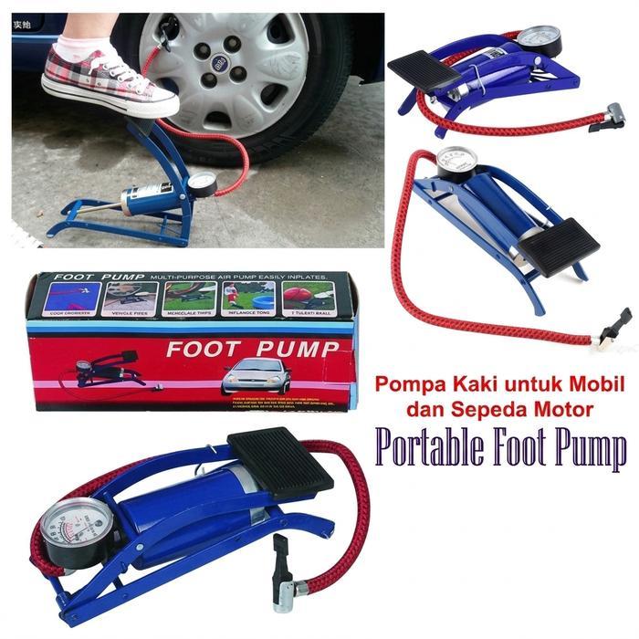 Pompa Kaki Foot Pump Angin 1 Tabung Portable Pengukur Tekanan Foot Pump Pompa Kaki Alat Pompa Injak