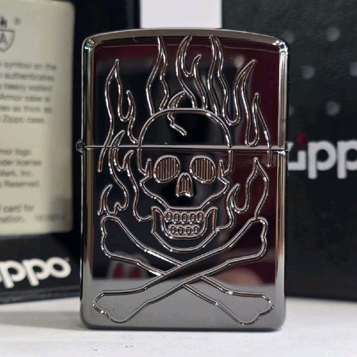Zippo Armor Flaming Skull Design 46930