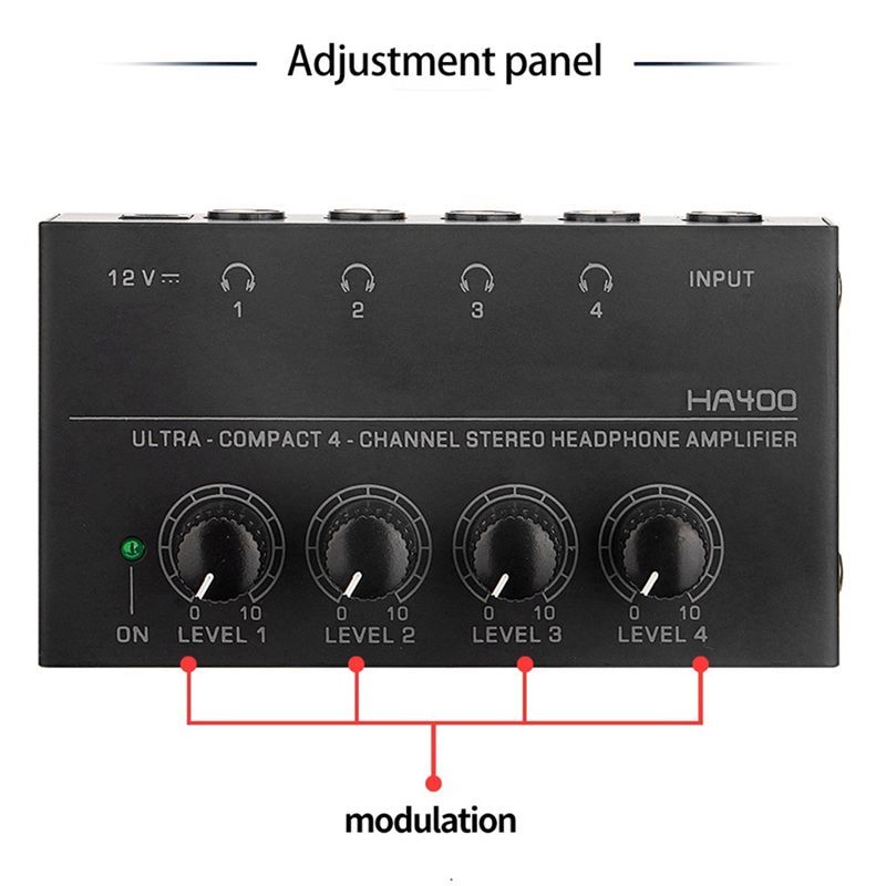 T80C HA400 Headphone Amplifier 4-Way Monitor Headphone Amplifier Headphone Monitor Amplifier with
