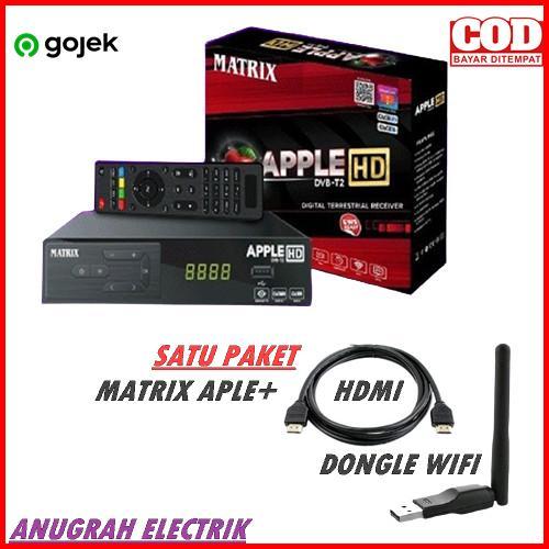 Set Top Box DVBT2 Matrix Apple HD TV Digital SATU Paket Komplit+dongle