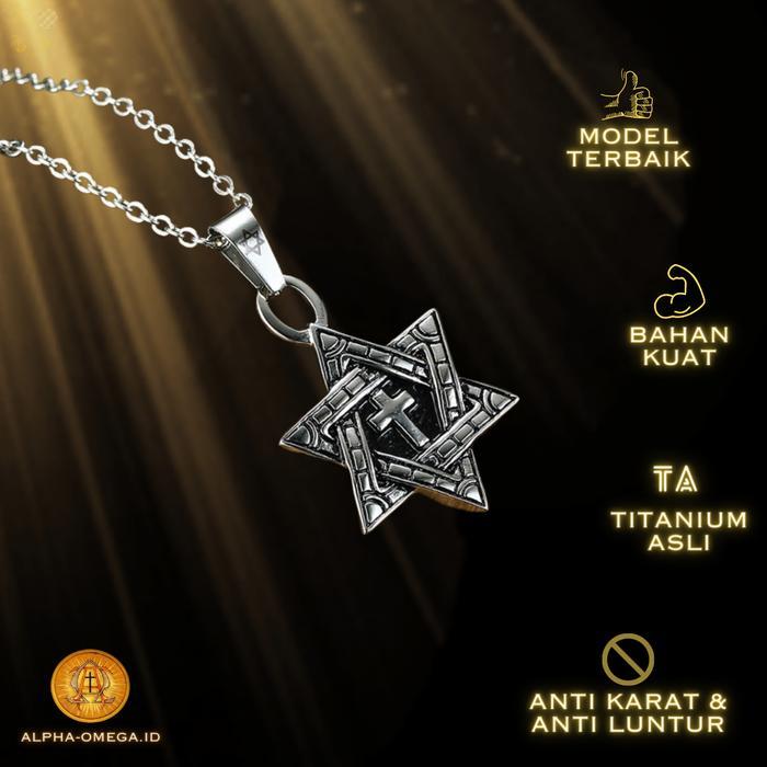 Kalung Salib Bintang Daud / Kalung Salib Titanium / Aksesoris Rohani