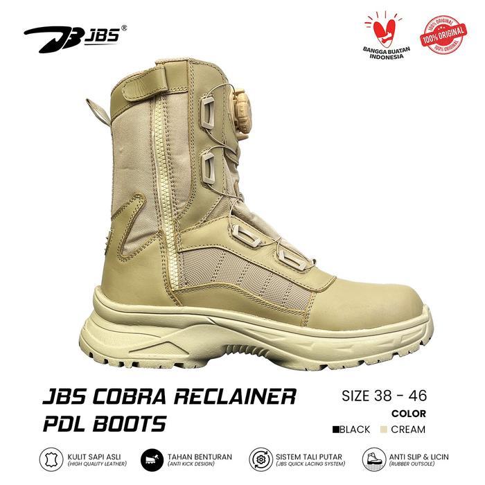 JBS Cobra inch Sepatu PDL Tactical 8 Inch Tali Putar Waterproof Pria - Cream, 39 inch Cream Tactical