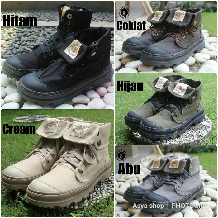 SEPATU BOOTS SNEAKERS BLACK MASTER PALLADIUM ORIGINAL BONUS KAOS KAKI.