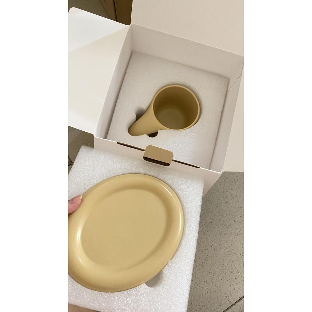 Aesthetic Nordic Scandi Ceramic Coffee Mug & Coaster Plate