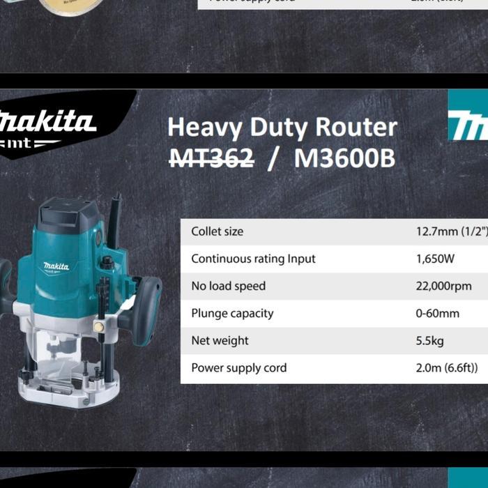 Maktec MT 362 Mesin Router Profil Besar Kayu 1/2" 12 mm Trimmer