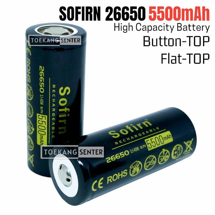 SOFIRN BATERAI 26650 5500mAh HIGH CAPACITY 3.7 VOLT SENTER LED