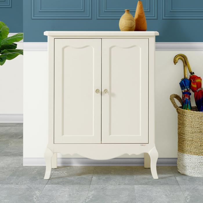 Lemari Sepatu Klasik Rak Sandal Kabinet Kayu - Ivory
